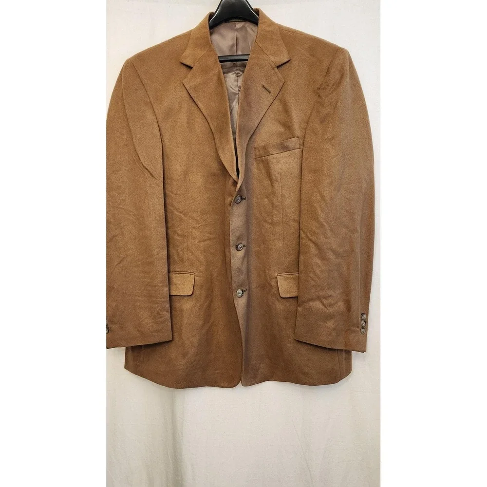 Norm Thompson Blazer‎ Mens 48L Brown Suede Look 3 Button Long Sport Coat USA